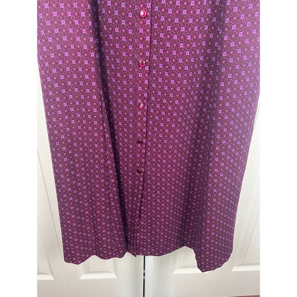 90s Danny & Nicole Purple Bow Neck Button Front Floral Maxi Dress Size 12 - Picture 6 of 8
